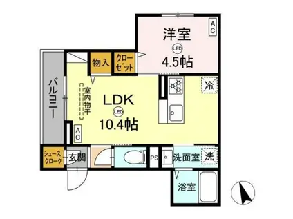 ASSET-COURT立川富士見町(1LDK/3階)の間取り写真