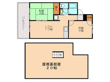 ヴァンベール(2SLDK/2階)の間取り写真