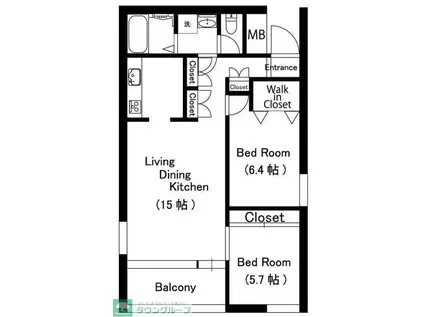 カーサ・トリアーデ(2LDK/1階)の間取り写真