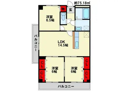 レイ・ブリック若園(3LDK/3階)の間取り写真