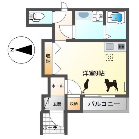 カーサ ビアンカ(ワンルーム/1階)の間取り写真