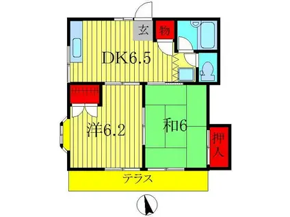 サンハイツ(2DK/1階)の間取り写真