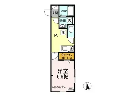 リナーシェ B(1K/2階)の間取り写真