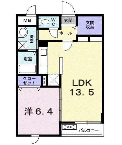 京王線 中河原駅 徒歩13分 4階建 築15年(1LDK/1階)の間取り写真
