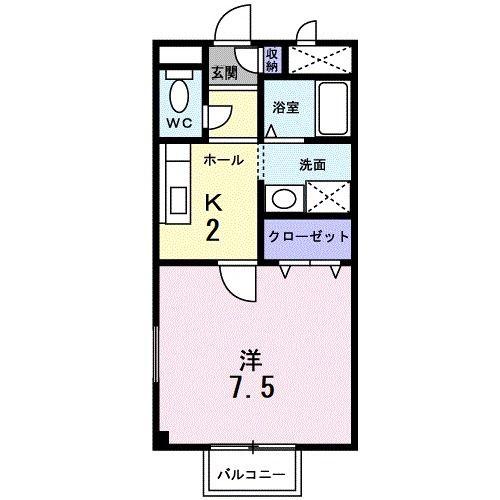 プロスペルA(1K/2階)の間取り写真