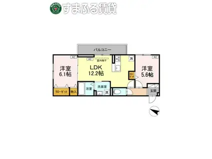 カーサ・カルーナ(2LDK/3階)の間取り写真