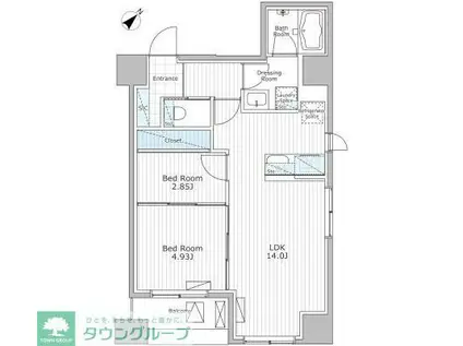 アスブルーム奥浅草(2LDK/2階)の間取り写真