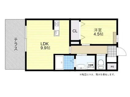 ヴェルジュ庄の原(1LDK/1階)の間取り写真