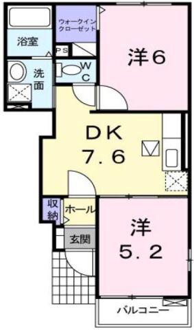レモングラス B(2DK/1階)の間取り写真