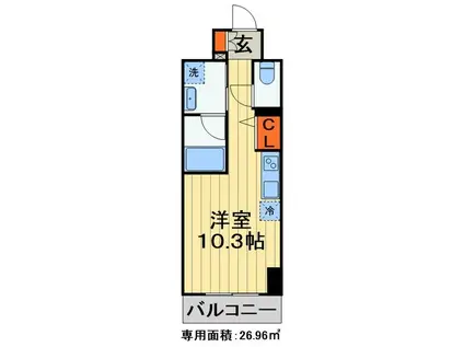 ROYJENT PARKS千葉中央(ワンルーム/10階)の間取り写真