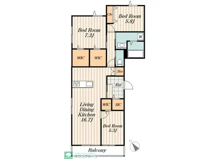 PLACIDO.N(3LDK/1階)の間取り写真