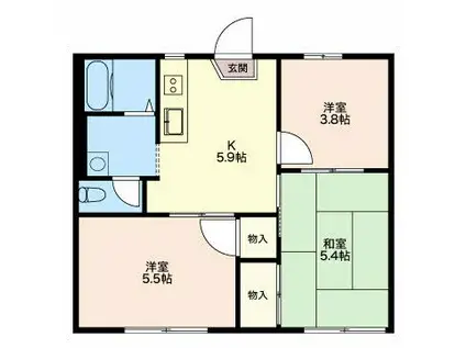 テラス南平台 B(3K/2階)の間取り写真