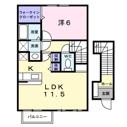 シャン・ミリュ- IB(1LDK/2階)の間取り写真