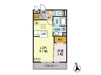 CITYPALL24(1LDK/1階)の間取り写真