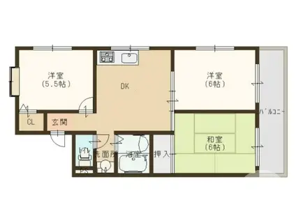 メゾンクリエ鳳(3DK/3階)の間取り写真