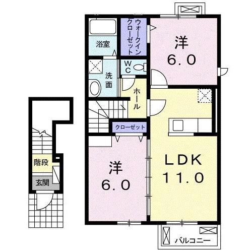 ミルフロールIVB(2LDK/2階)の間取り写真