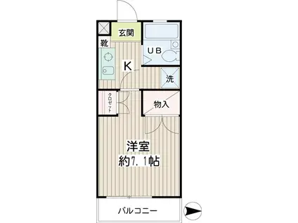 万騎が原ハイツ(1K/2階)の間取り写真