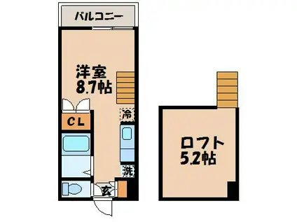 ウィステリア壱番館(ワンルーム/2階)の間取り写真