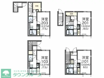 レオネクスト鈴(1K/2階)の間取り写真