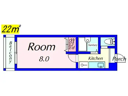 EM1022(1K/2階)の間取り写真
