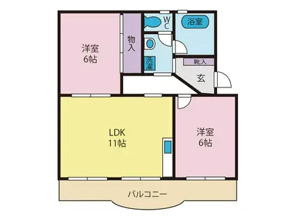 坪内ハイツ(2LDK/1階)の間取り写真