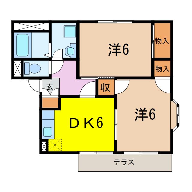 アヴニール(2DK/2階)の間取り写真