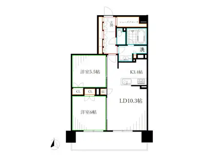 トラープランド蒼麗館(2LDK/2階)の間取り写真