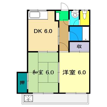 マンションみち(2DK/3階)の間取り写真