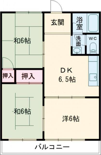 カスミハイツ(3DK/2階)の間取り写真
