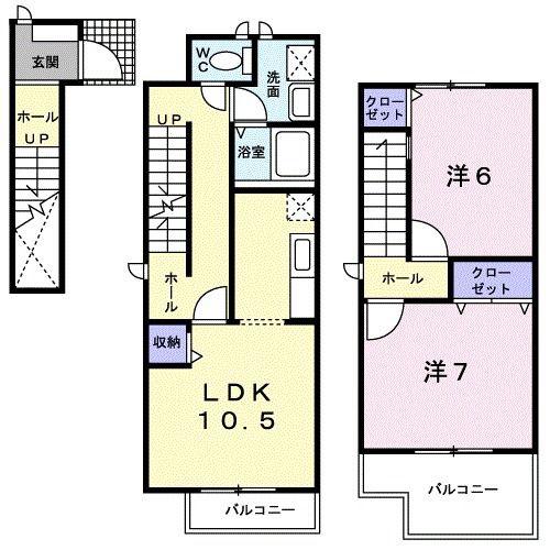 ARE-CN-CIEL(2LDK/2階)の間取り写真