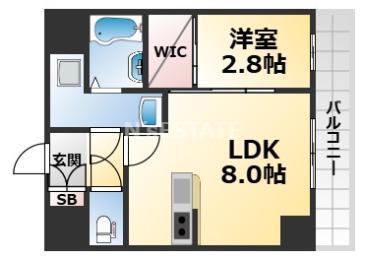 ソルテラスKOBE新長田駅前(1LDK/9階)の間取り写真