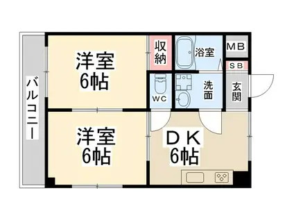 シャルムオーリンI(2DK/3階)の間取り写真