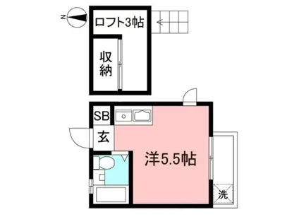 ステージ境南B(ワンルーム/1階)の間取り写真