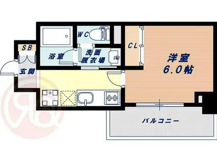 セルン新町(1K/4階)の間取り写真