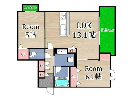 シャーメゾン アヴァンス(2LDK/1階)の間取り写真