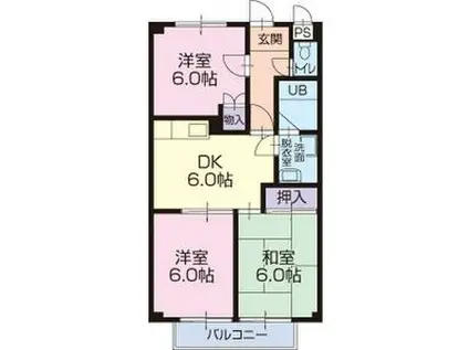 SURPLUS大樹寺 B(3DK/2階)の間取り写真