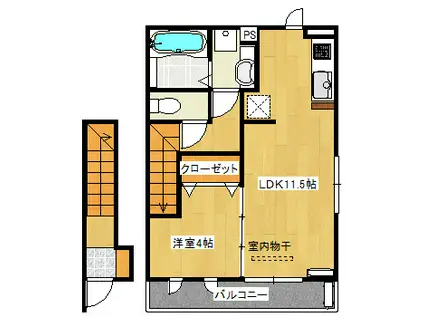 MANOIRI(1LDK/2階)の間取り写真