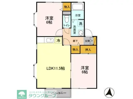 アピエ弐番館(2LDK/1階)の間取り写真