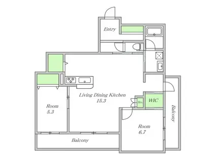 ウィズ ワンレジデンス大今里(2LDK/2階)の間取り写真