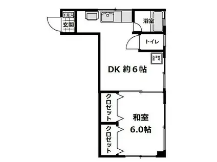 早川ビル(1DK/4階)の間取り写真