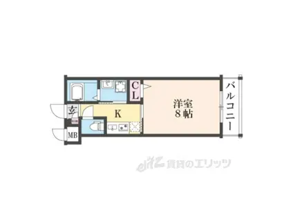 CRESTTAPP京都丹波口2(1K/3階)の間取り写真