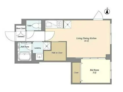 ガーデンレジデンス恵比寿(1LDK/2階)の間取り写真