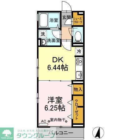 ロード花みずき(1DK/1階)の間取り写真