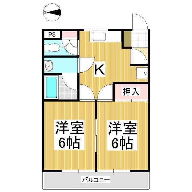 レヂデンス古里(2K/1階)の間取り写真