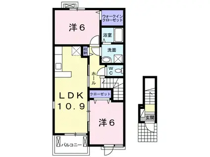 ストロベリーII(2LDK/2階)の間取り写真