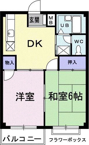エルディム西A(2DK/2階)の間取り写真