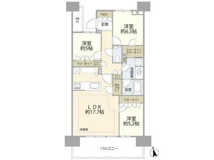 HARUMI FLAG SUN VILLAGE E棟(3LDK/4階)の間取り写真