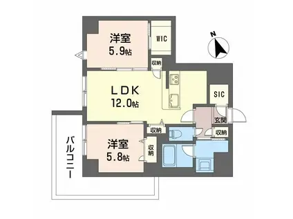ラヴェール横川(1LDK/7階)の間取り写真