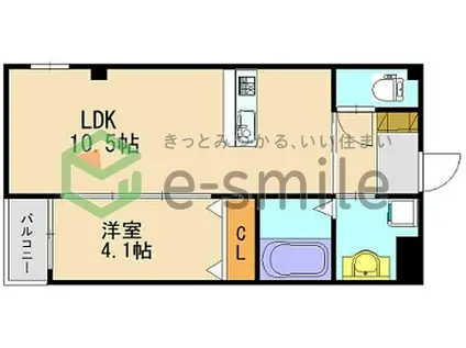 ハーヴェスト久留米(1LDK/2階)の間取り写真