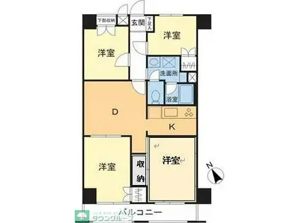 FOREST MANSION武蔵浦和(3LDK/3階)の間取り写真